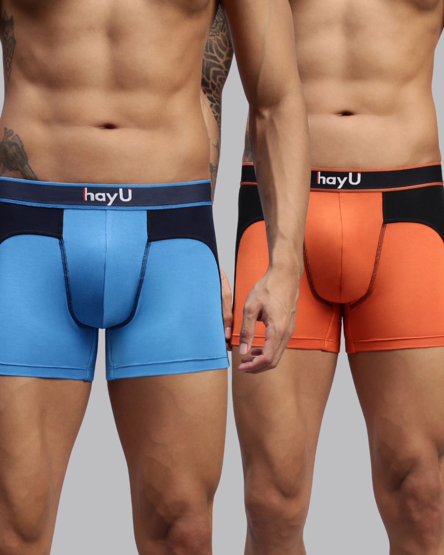 2PC PACK OF ULTIMATE BLUE & SUNSET BLAZE MEN MODAL DUAL COLOUR TRUNKS