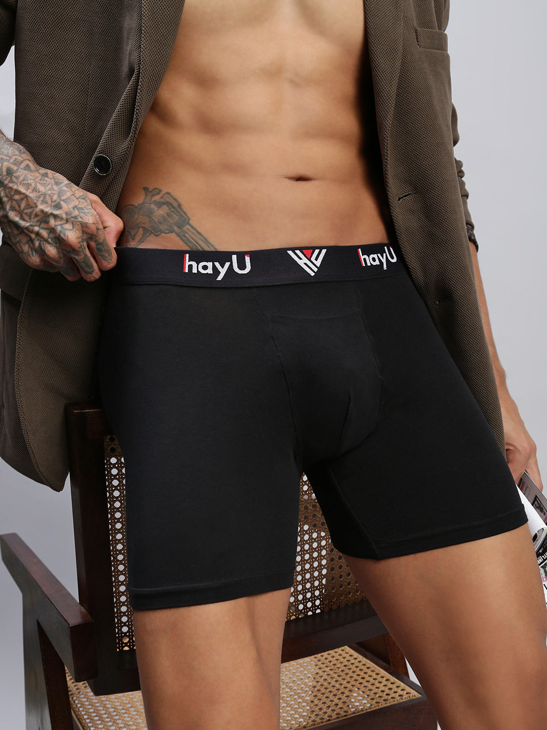 PHANTOM BLACK MEN COTTON BLEND BOXER BRIEFS