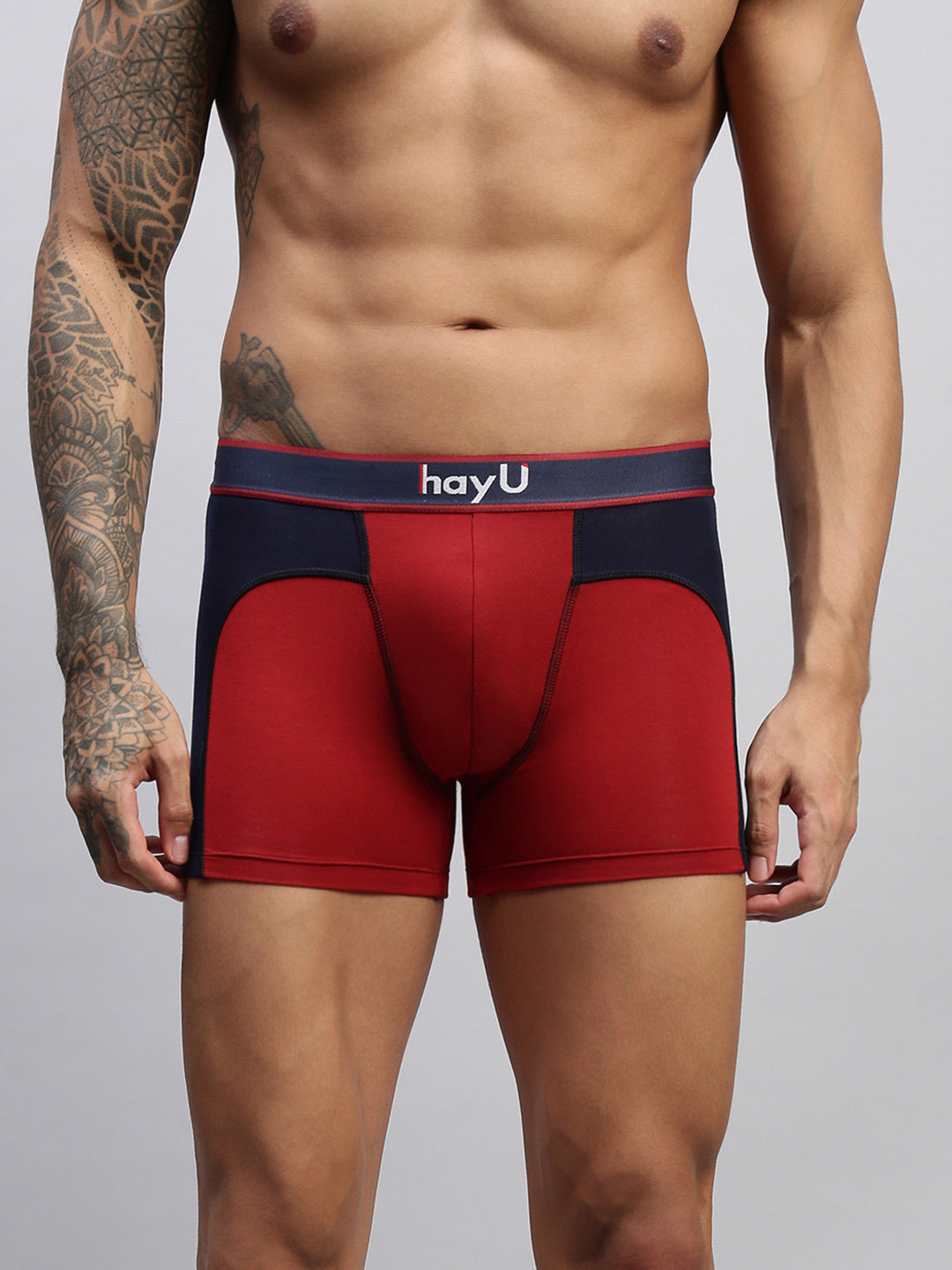 2PC PACK OF GRAPHITE GREY & RUBY RED MEN MODAL DUAL COLOUR TRUNKS