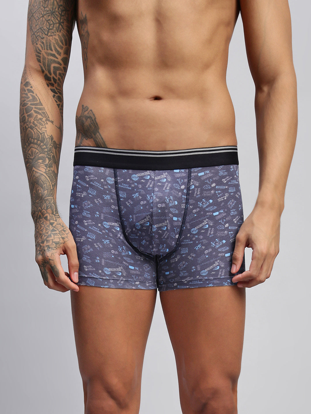 GRAPHIC NAVY MEN MODAL PRINTED TRUNKS