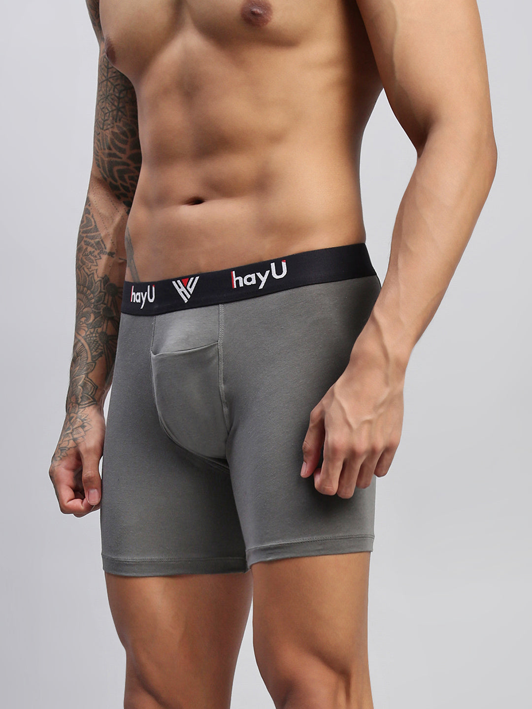 GRAPHITE GREY MEN COTTON STRETCH BOXER BRIEFS