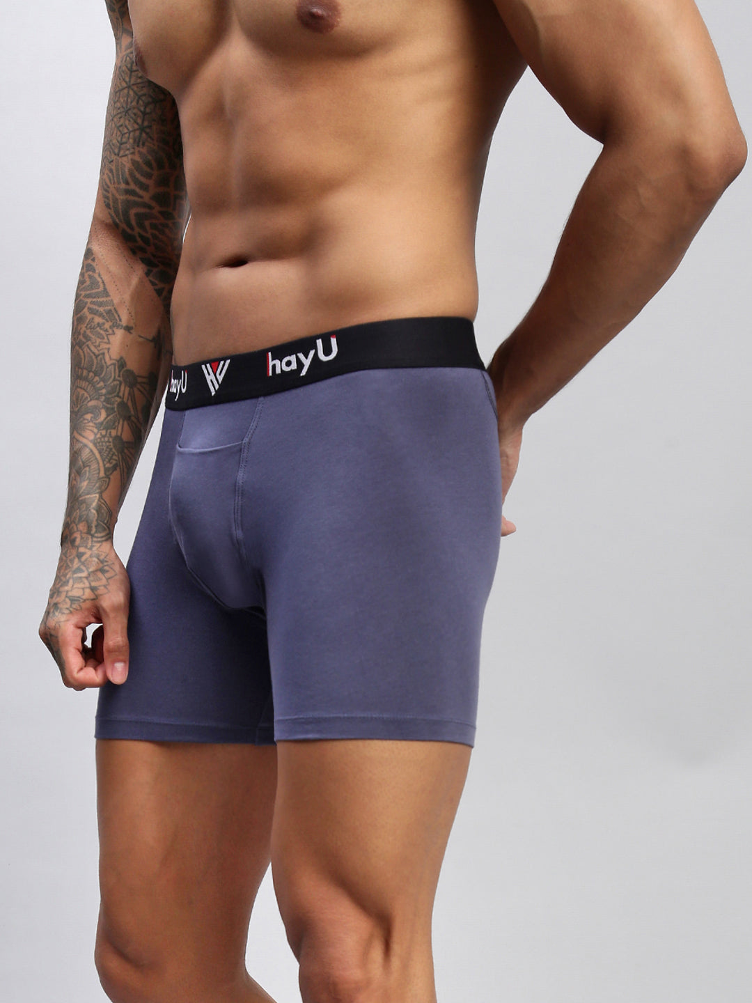 VIVID INDIGO MEN COTTON BLEND BOXER BRIEFS