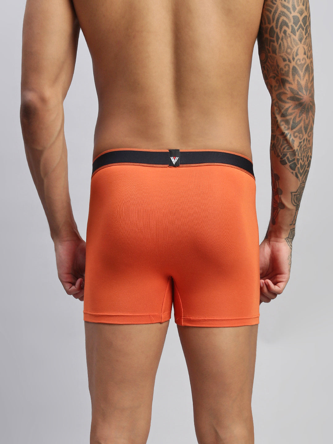 2PC PACK OF SUNSET BLAZE & GRAPHITE GREY MEN MODAL SOLID TRUNKS