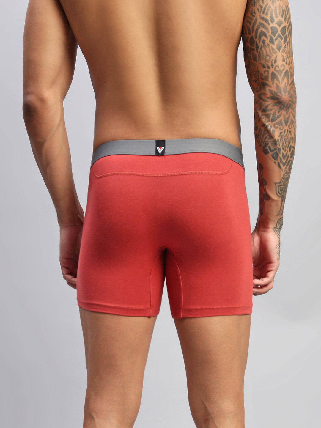 EARTHY RED MEN COTTON STRETCH BOXER BRIEFS