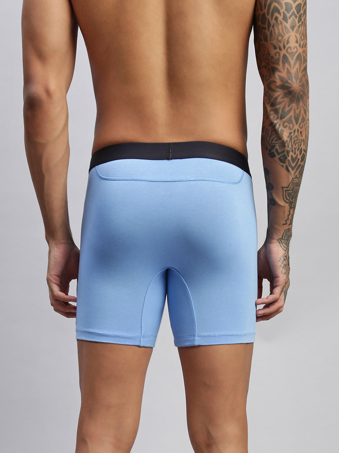 SKY BLUE MEN COTTON STRETCH BOXER BRIEFS