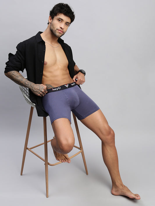 VIVID INDIGO MEN COTTON STRETCH BOXER BRIEFS