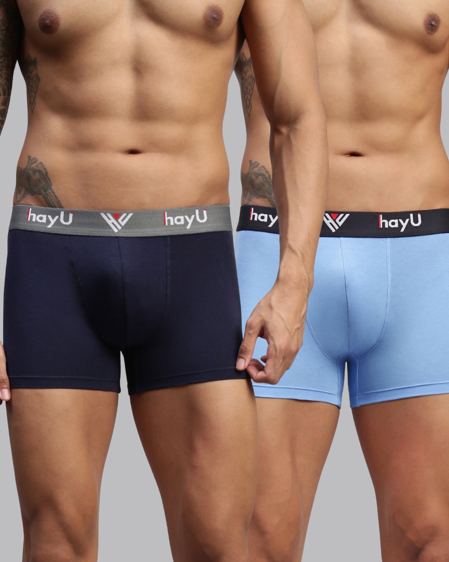 2PC PACK OF MIDNIGHT IRIS & SKY BLUE MEN COTTON STRETCH TRUNKS