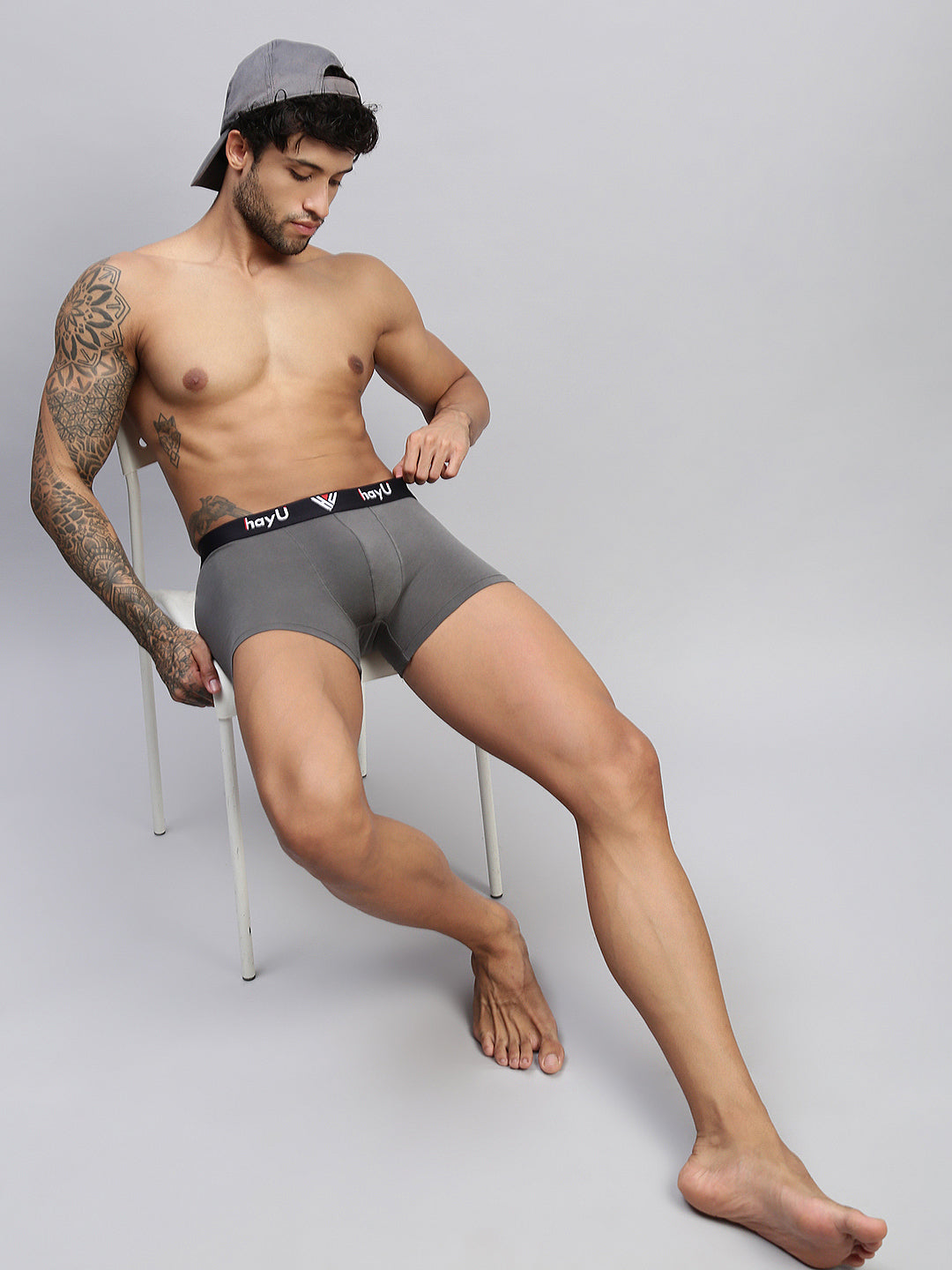 GRAPHITE GREY MEN COTTON STRETCH TRUNKS