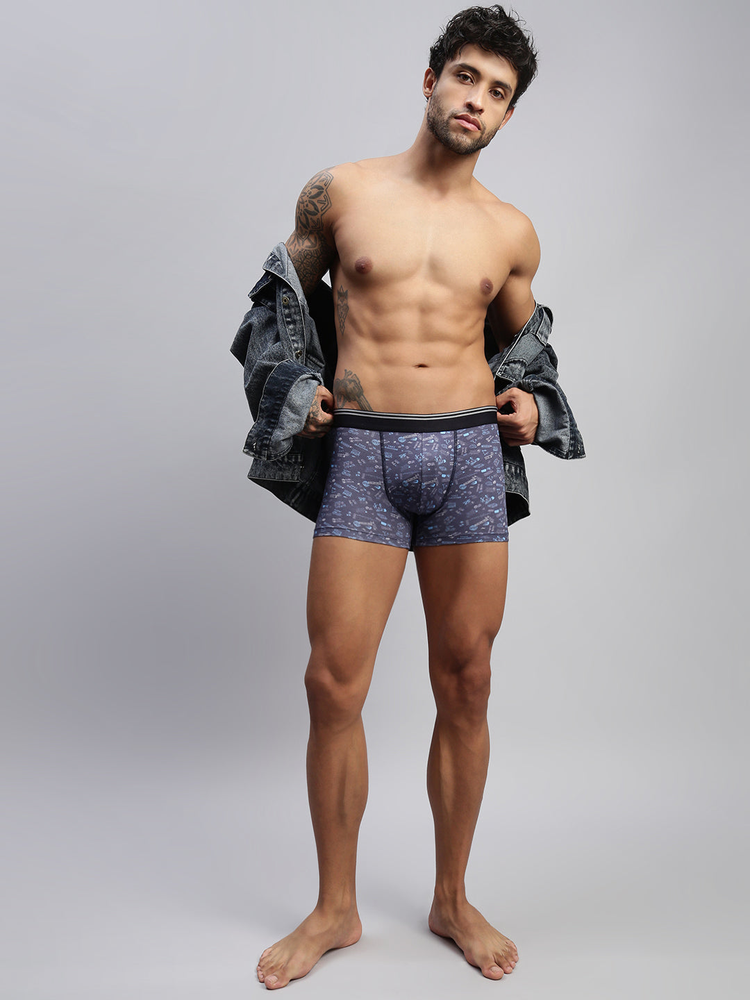 GRAPHIC NAVY MEN MODAL PRINTED TRUNKS