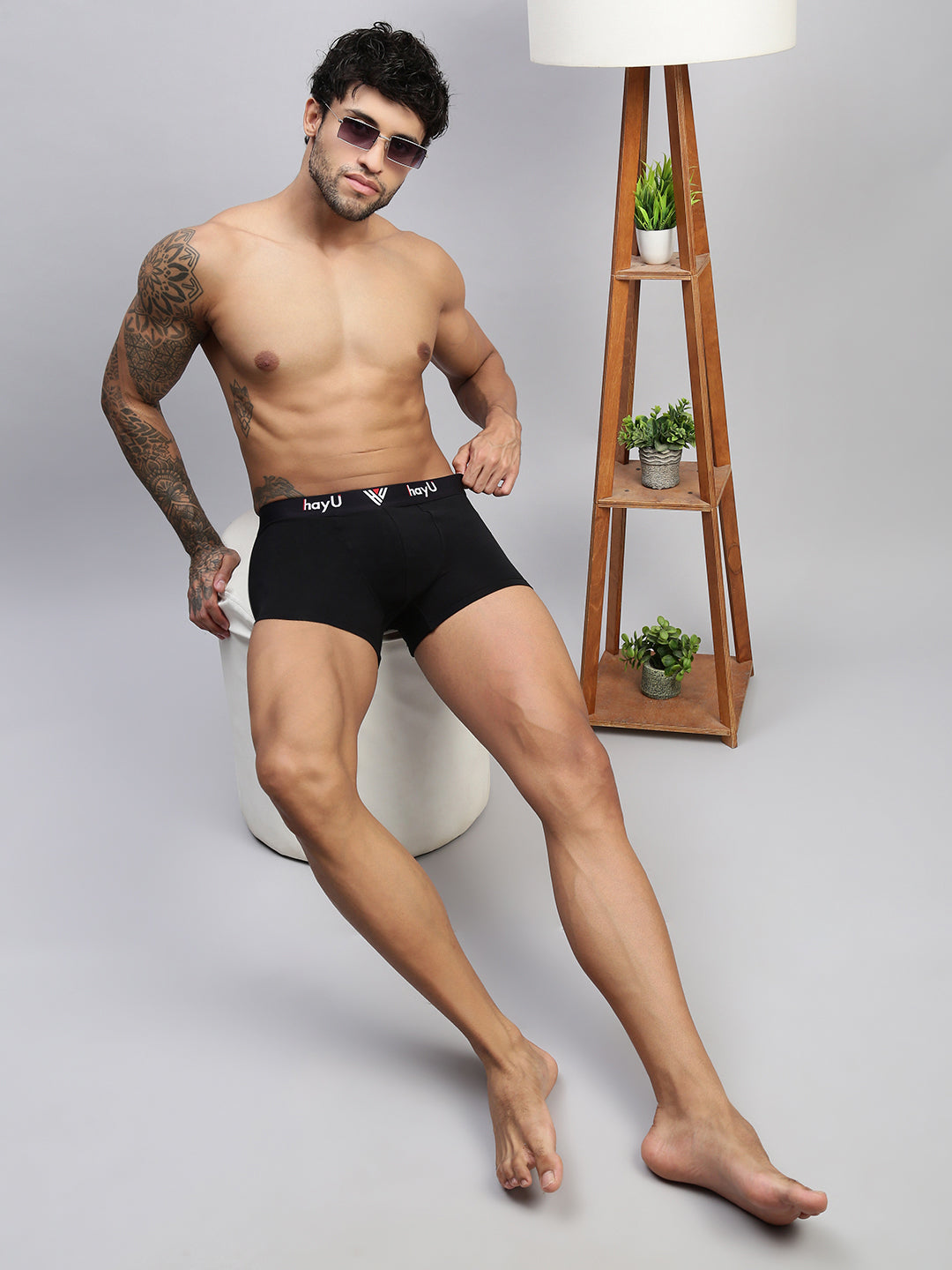 2PC PACK OF EARTHY RED & BLACK MEN COTTON STRETCH TRUNKS