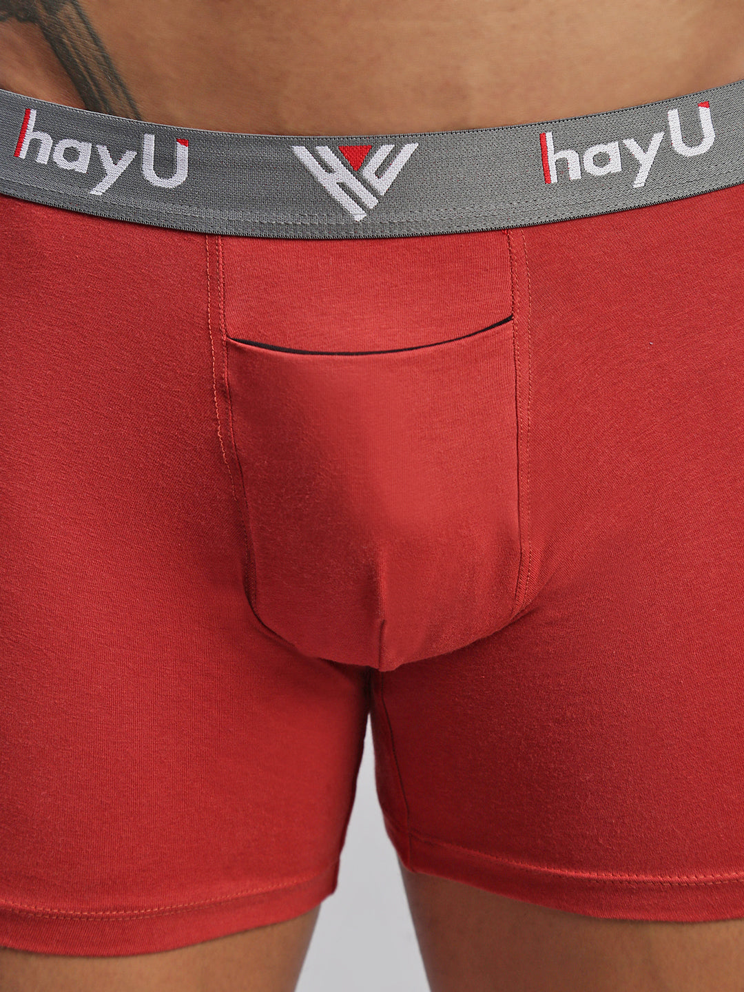 EARTHY RED MEN COTTON STRETCH BOXER BRIEFS