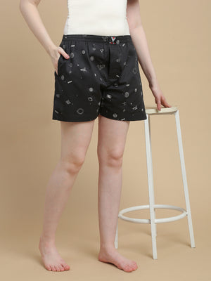 GALAXY GLIDE WOMENS - COTTON PRINTED BOXER SHORTS