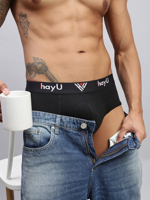 2PC PACK OF PHANTOM BLACK & EARTHY RED MEN COTTON STRETCH BRIEF