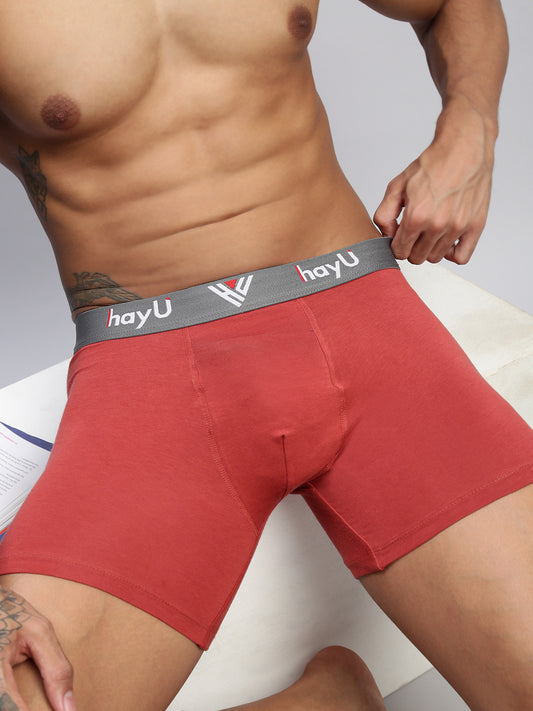 EARTHY RED MEN COTTON BLEND BOXER BRIEFS