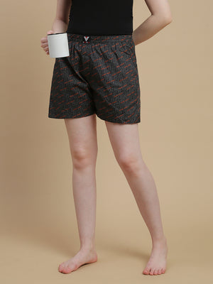 GOOD VIBES WOMENS COTTON- PRINTED BOXER SHORTS