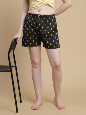 LIGHTNING PIZZA WOMENS COTTON - PRINTED BOXER SHORTS