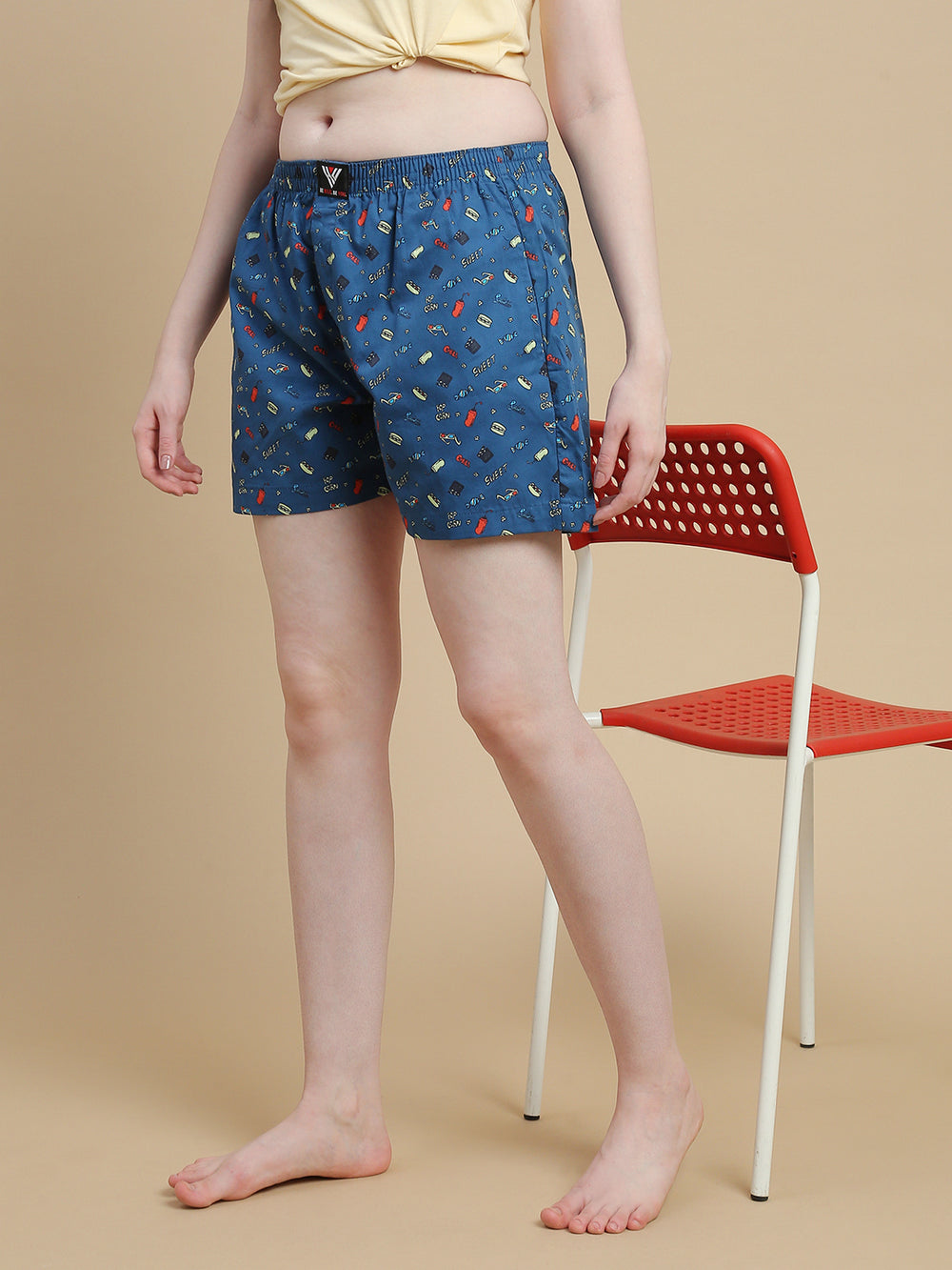 MOVIE NIGHTS WOMENS- COTTON PRINTED BOXER SHORTS