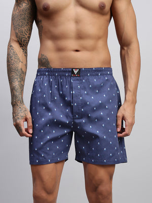 2PC PACK OF NAUTICAL & SPACE PRINT MEN COTTON BOXER PRINTED BOXER SHORTS