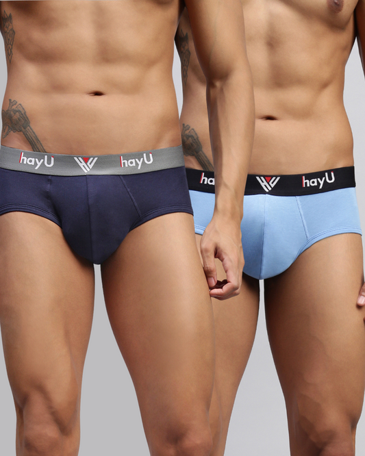 2PC PACK OF MIDNIGHT IRIS & SKYBLUE MEN COTTON STRETCH BRIEF