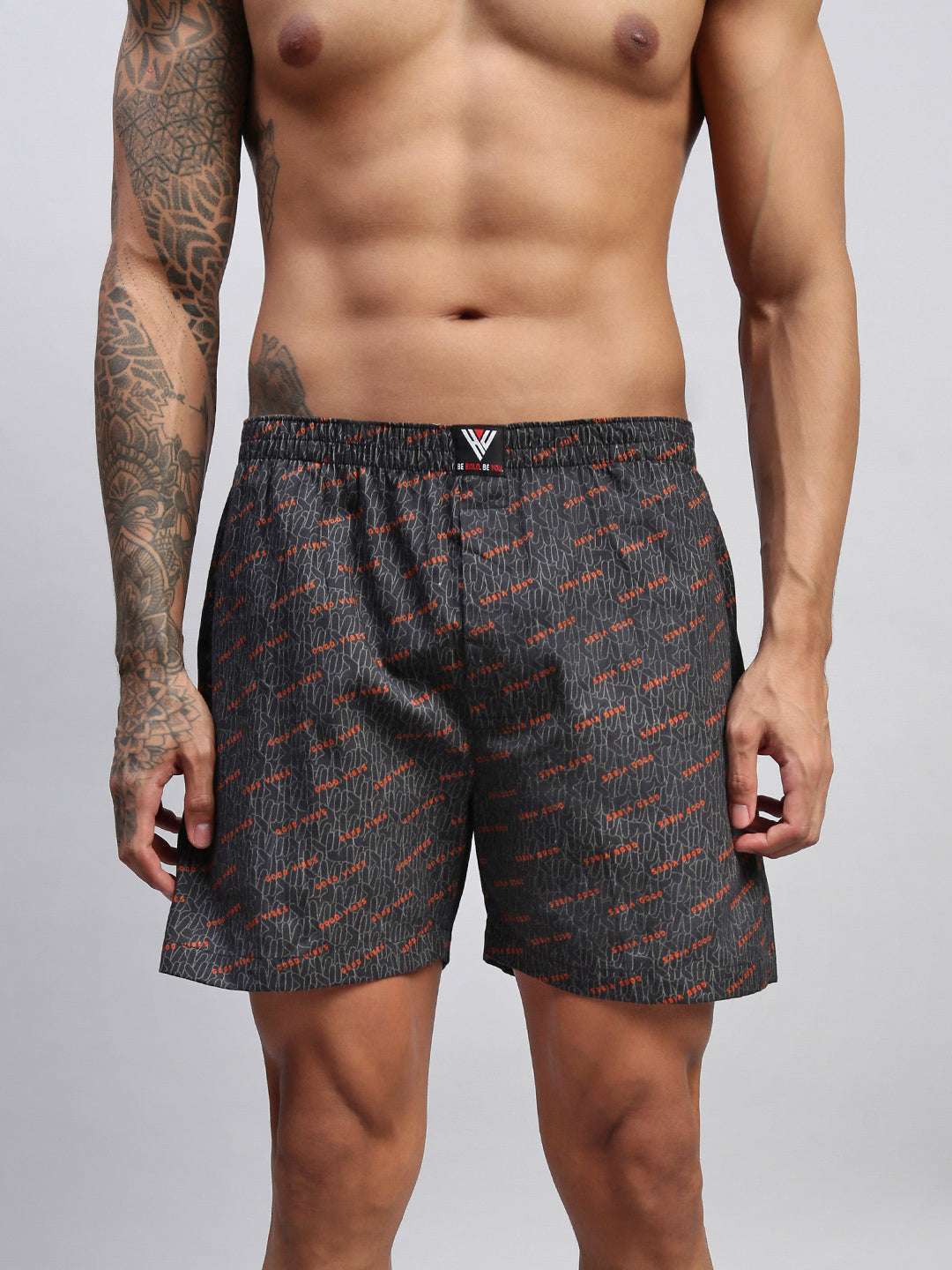 2PC PACK OF NAUTICAL & GOOD VIBES PRINT MEN COTTON BOXER PRINTED BOXER SHORTS