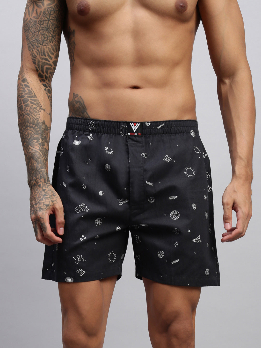 2PC PACK OF SPACE & CANDY PRINT MEN COTTON BOXER PRINTED BOXER SHORTS