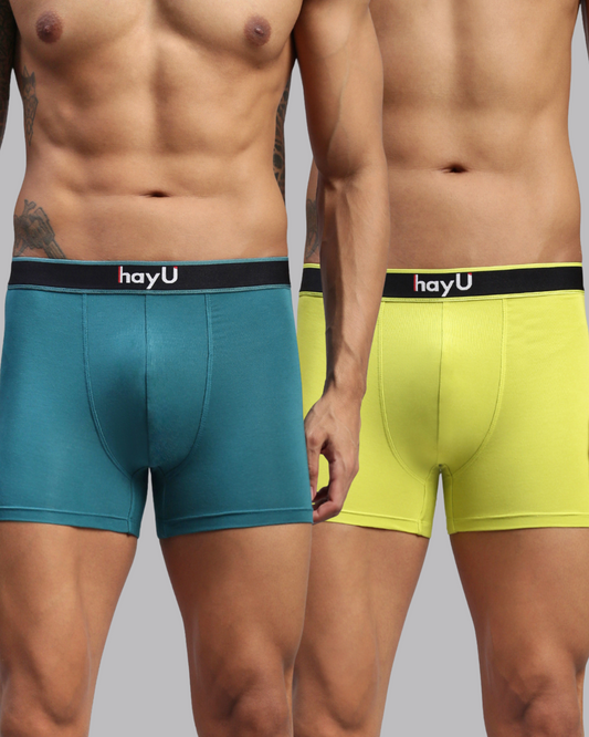 2PC PACK OF TEAL & SUNBUD MEN MODAL SOLID TRUNKS