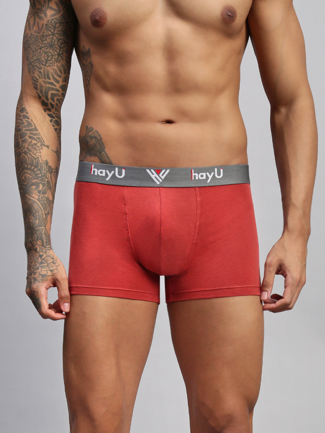 2PC PACK OF EARTHY RED & BLACK MEN COTTON STRETCH TRUNKS