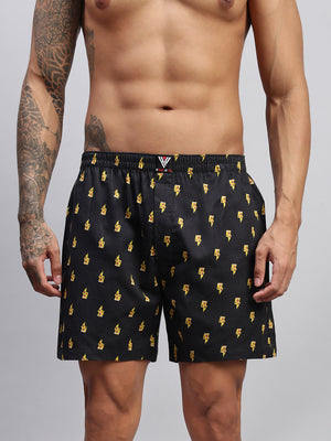 2PC PACK OF NAUTICAL & PIZZA PRINT MEN COTTON BOXER PRINTED BOXER SHORTS