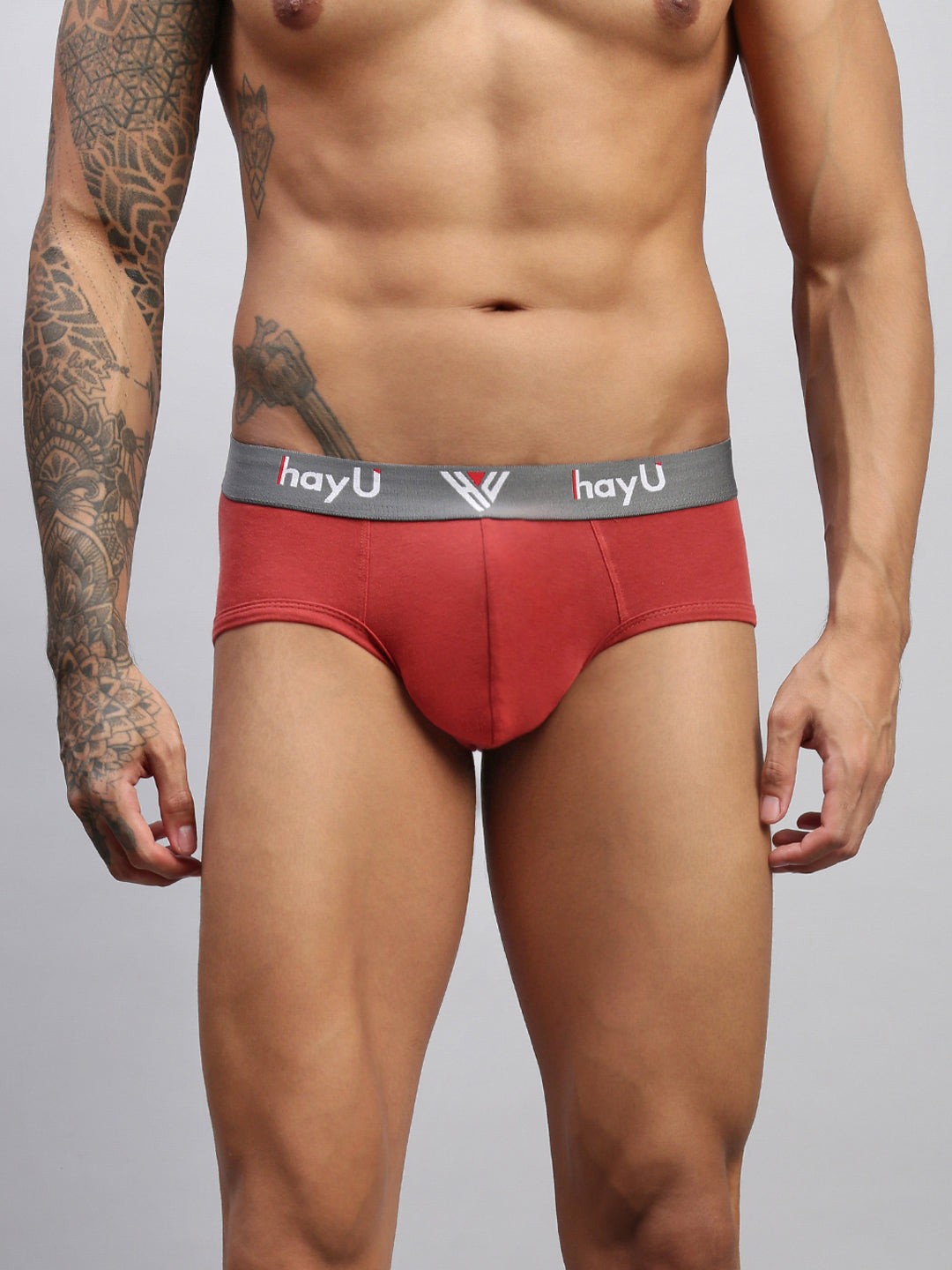 2PC PACK OF EARTHY RED & SKYBLUE MEN COTTON STRETCH BRIEF
