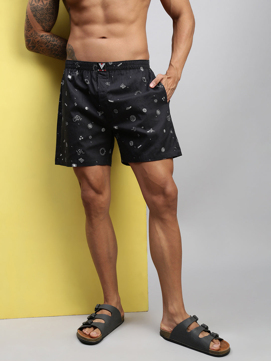 2PC PACK OF SPACE & BAKERY PRINT MEN COTTON BOXER PRINTED BOXER SHORTS