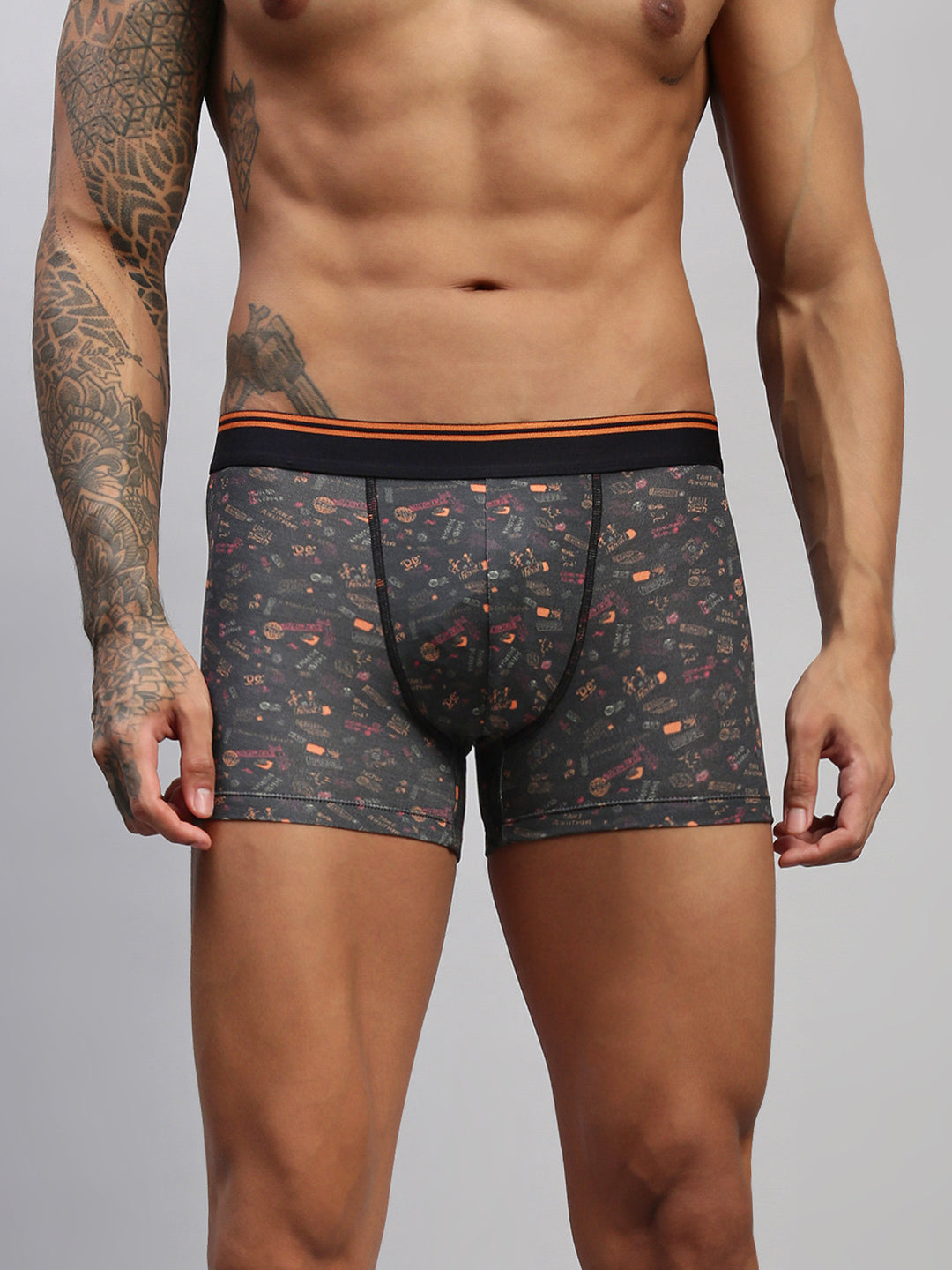 GRAPHIC BLACK MEN MODAL PRINTED TRUNKS