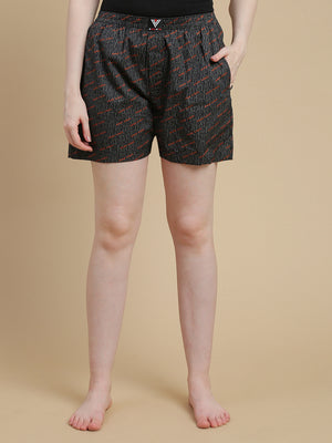 GOOD VIBES WOMENS COTTON- PRINTED BOXER SHORTS