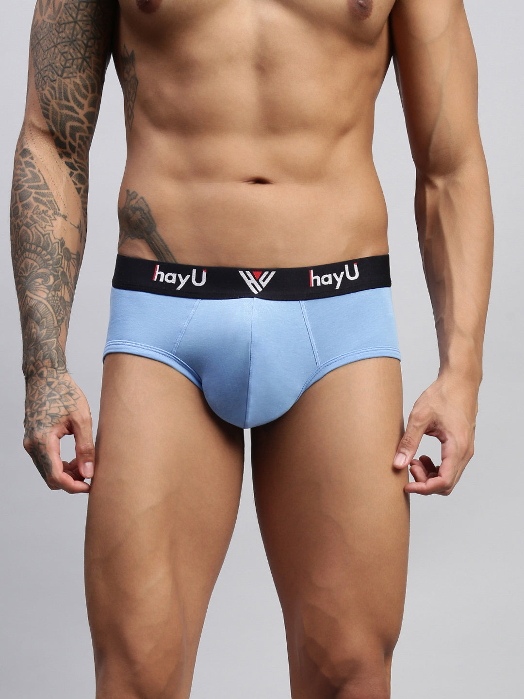 SKY BLUE MEN COTTON BLEND BRIEF