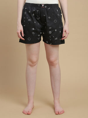 GALAXY GLIDE WOMENS - COTTON PRINTED BOXER SHORTS