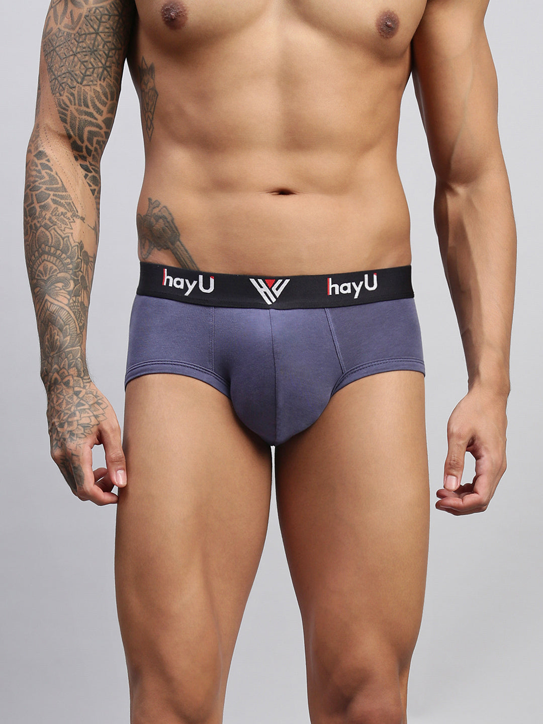 2PC PACK OF GRAPHITE GREY & VIVID INDIGO MEN COTTON STRETCH BRIEF