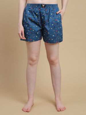 MOVIE NIGHTS WOMENS- COTTON PRINTED BOXER SHORTS
