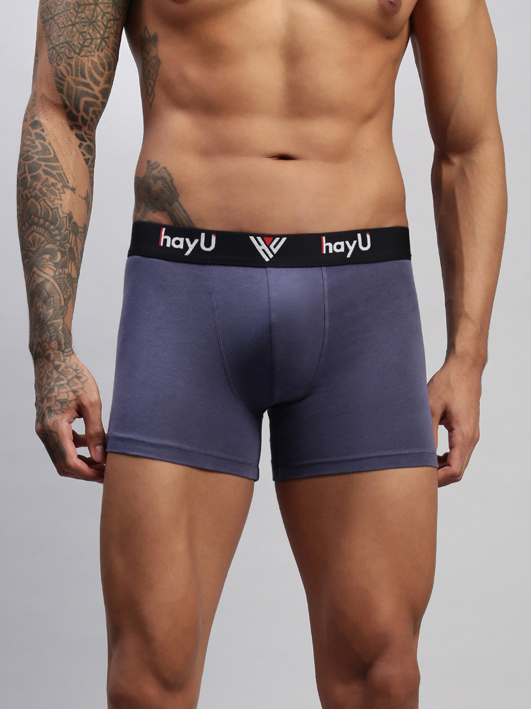 2PC PACK OF GRAPHITE GREY & VIVID INDIGO MEN COTTON STRETCH TRUNKS