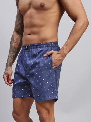 2PC PACK OF NAUTICAL & SPACE PRINT MEN COTTON BOXER PRINTED BOXER SHORTS