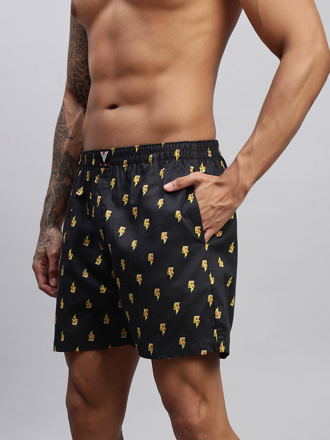 2PC PACK OF NAUTICAL & PIZZA PRINT MEN COTTON BOXER PRINTED BOXER SHORTS