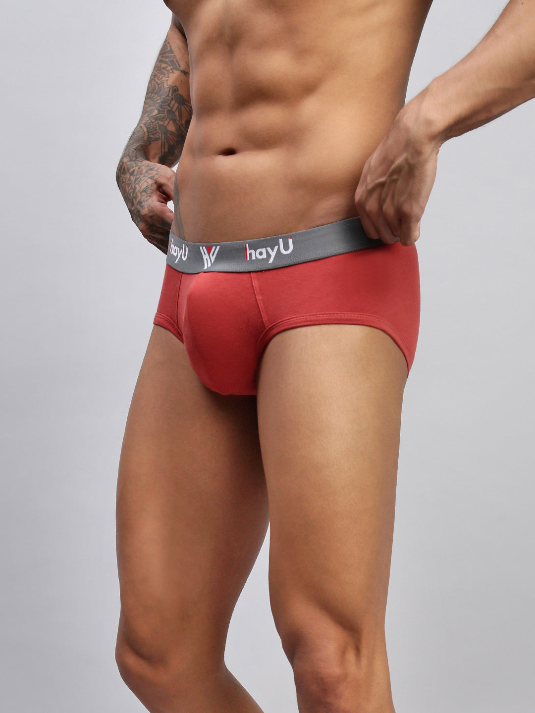 2PC PACK OF EARTHY RED & SKYBLUE MEN COTTON STRETCH BRIEF