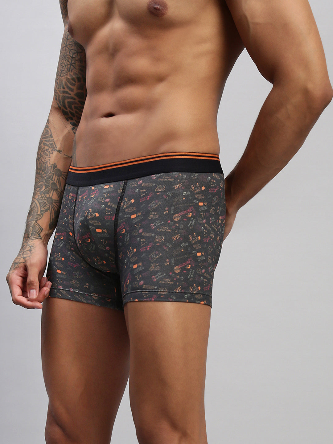 GRAPHIC BLACK MEN MODAL PRINTED TRUNKS