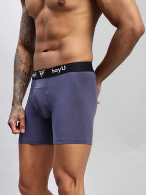 VIVID INDIGO MEN COTTON STRETCH BOXER BRIEFS