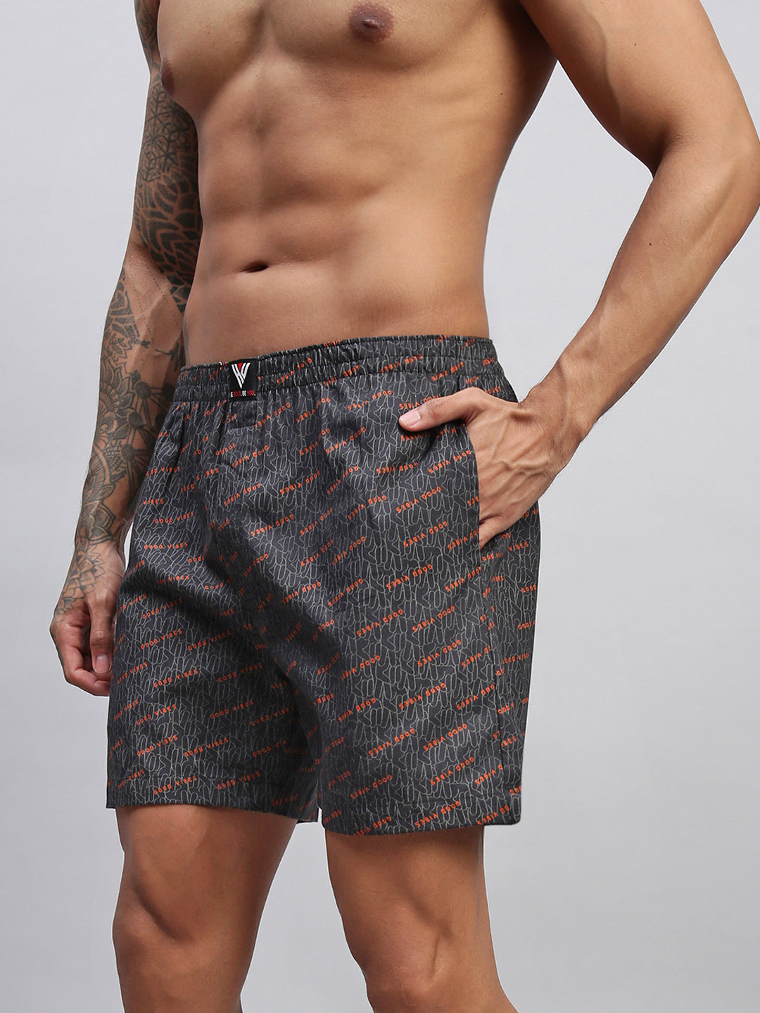 GOOD VIBES MEN COTTON PRINTED BOXER SHORTS