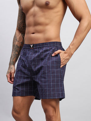 BLUE ORANGE STRIPES MEN COTTON PRINTED BOXER SHORTS