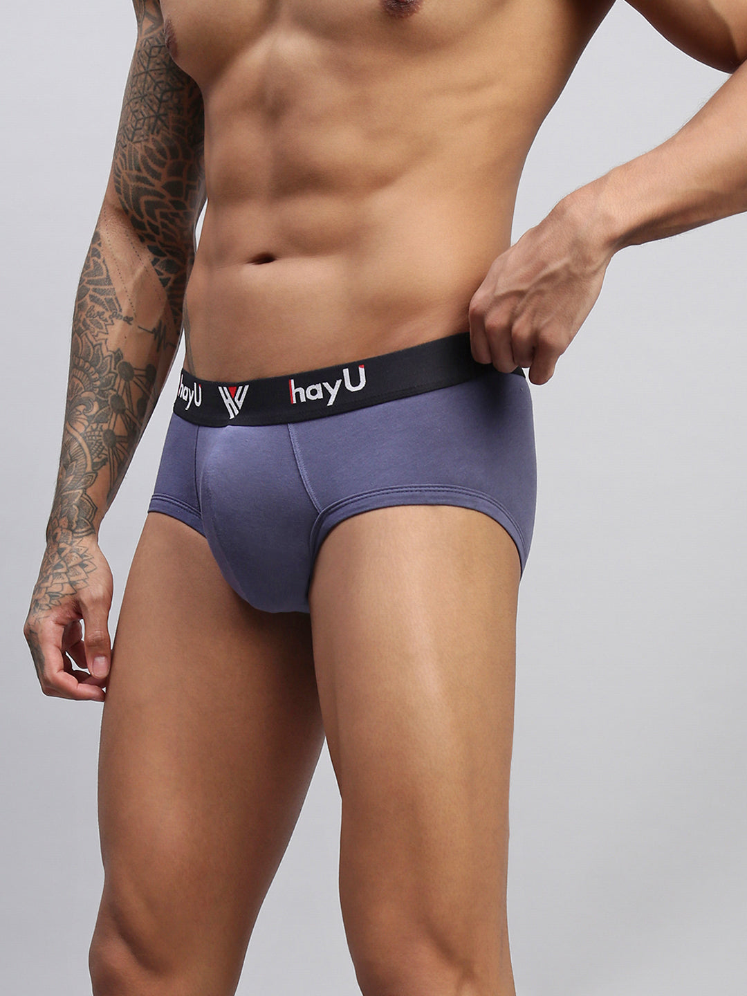 2PC PACK OF GRAPHITE GREY & VIVID INDIGO MEN COTTON STRETCH BRIEF