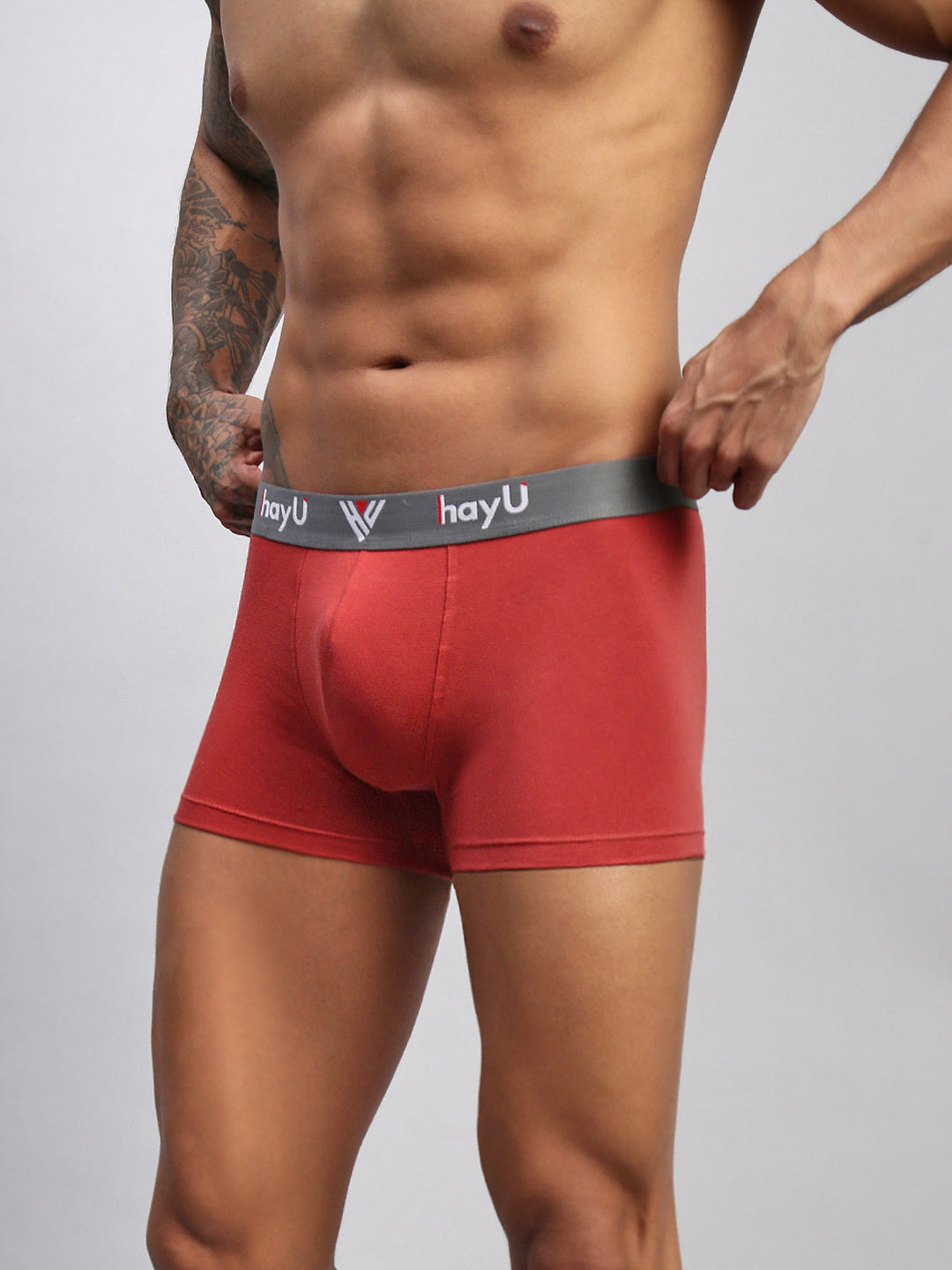 EARTHY RED MEN COTTON BLEND TRUNKS