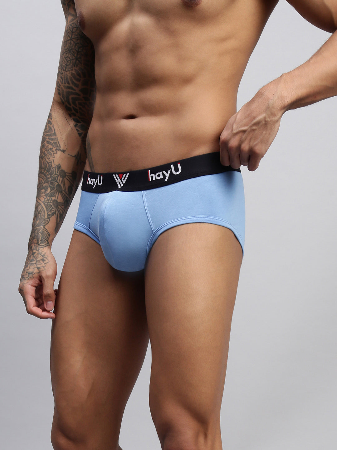SKY BLUE MEN COTTON BLEND BRIEF