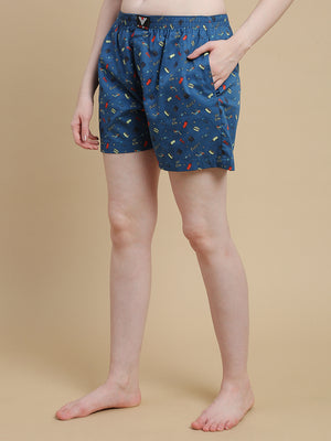 MOVIE NIGHTS WOMENS- COTTON PRINTED BOXER SHORTS
