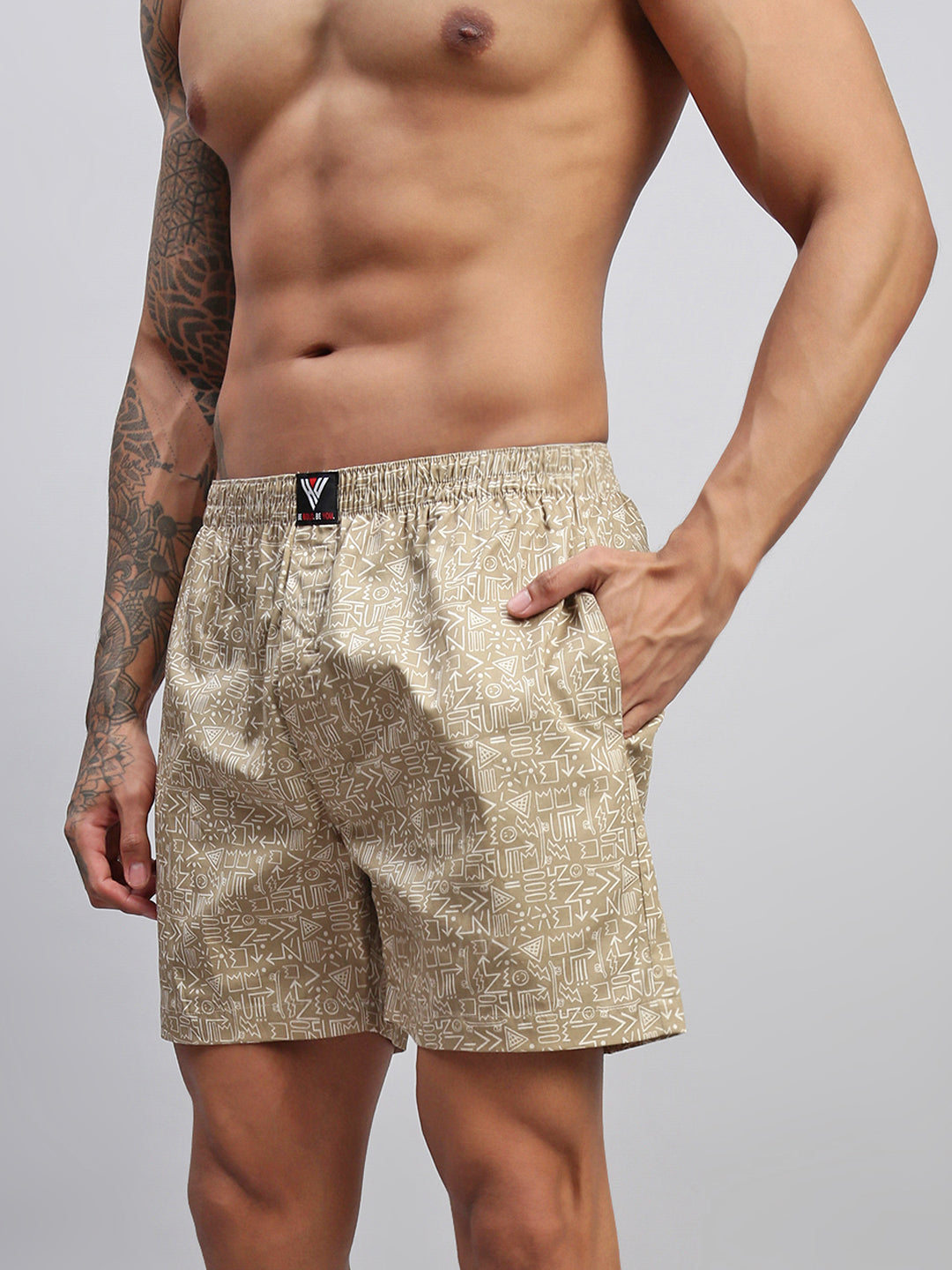 2PC PACK OF NAUTICAL & SKATER SDOODLE PRINT MEN COTTON BOXER PRINTED BOXER SHORTS