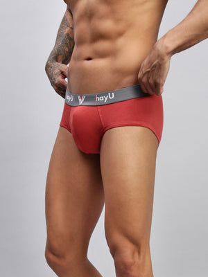 EARTHY RED MEN COTTON STRETCH BRIEFS